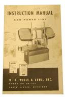 W.F. Wells-W F Wells W-9 and W-14, Band Saw Instructions and Parts Manual-W-14-W-9-03